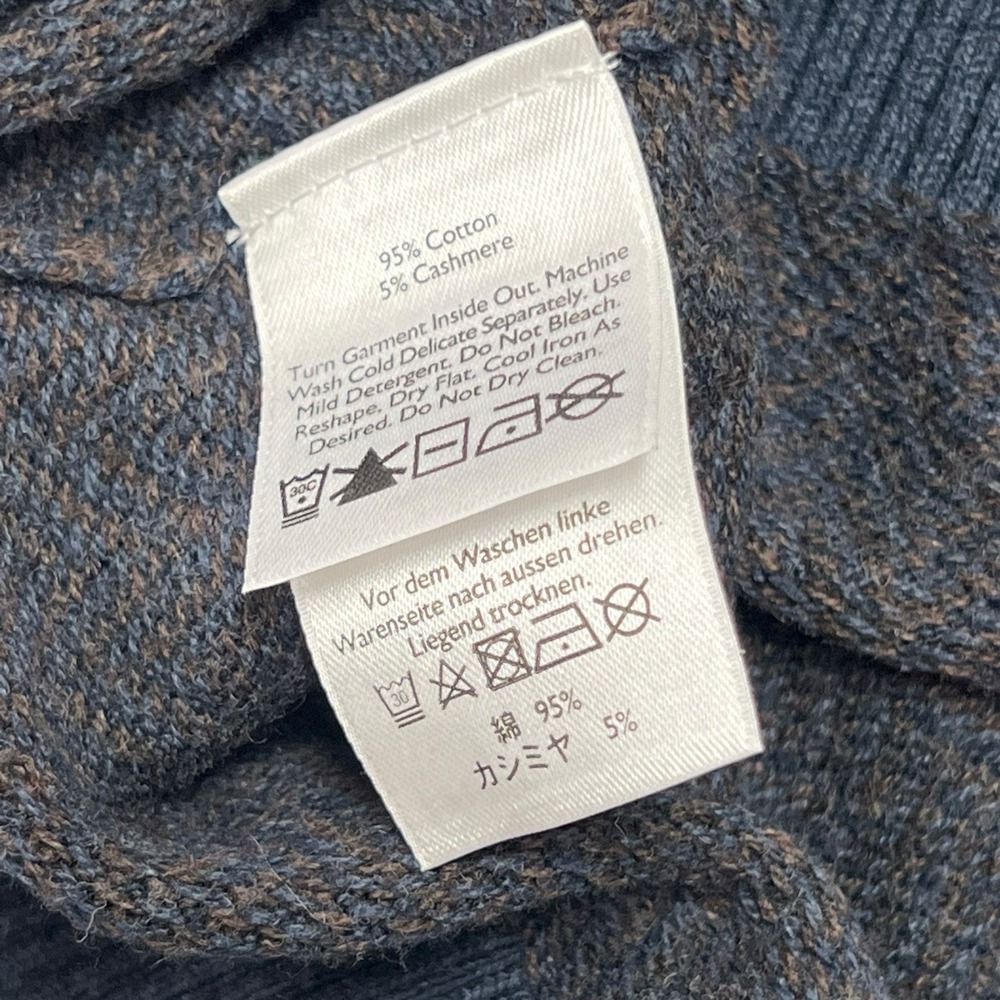 Eddie Bauer Sweater Y2K VTG Men's XL Cashmere Cotton V-Neck Herringbone Gray - Picture 4 of 4